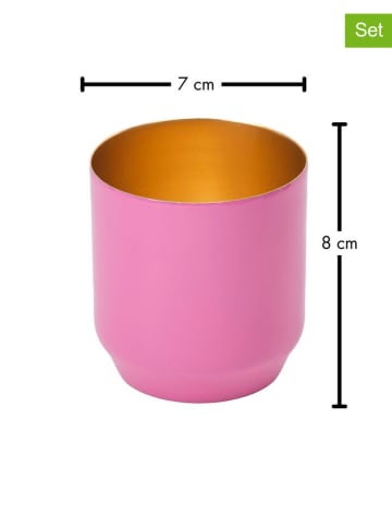 FYNCH-HATTON 3er-Set: Teelichthalter "Danyo" in Pink/ Gold - (H)8 x Ø 7 cm