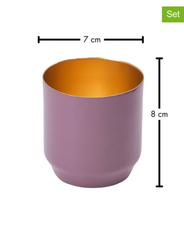 FYNCH-HATTON 3er-Set: Teelichthalter "Danyo" in Mauve / Gold - (H)8 x Ø 7 cm