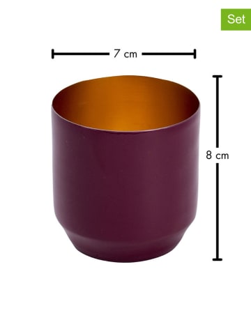 FYNCH-HATTON 3er-Set: Teelichthalter "Danyo" in Lila/ Gold - (H)8 x Ø 7 cm