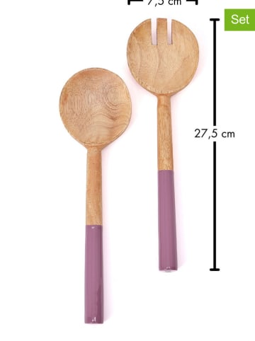 FYNCH-HATTON 2tlg. Salatbesteck-Set "Kisha" in Lila/ Hellbraun - (L)27,5 cm
