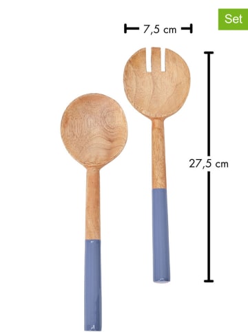 FYNCH-HATTON 2tlg. Salatbesteck-Set "Kisha" in Blau/ Hellbraun - (L)27,5 cm