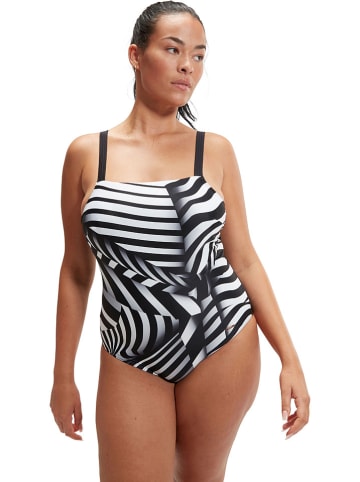 Speedo Badeanzug in Schwarz/ Weiß