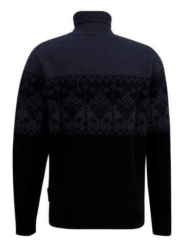 FYNCH-HATTON Wollrollkragenpullover in Schwarz/ Dunkelblau