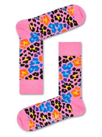 Happy Socks 2-delige set: sokken "Leopard" lichtroze/geel