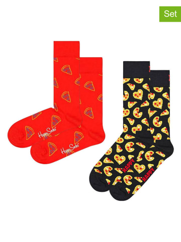 Happy Socks 2er-Set: Socken "Pizza" in Rot/ Schwarz/ Gelb