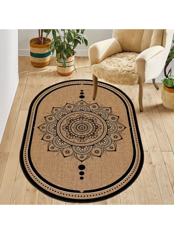 CARPET DIEM Laagpolig tapijt lichtbruin/zwart