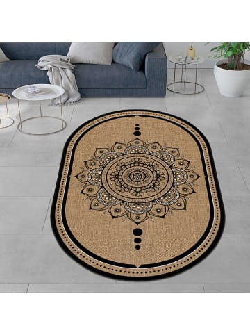 CARPET DIEM Laagpolig tapijt lichtbruin/zwart