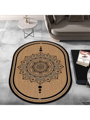 CARPET DIEM Laagpolig tapijt lichtbruin/zwart