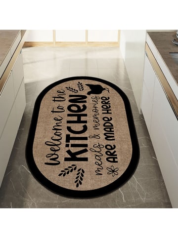CARPET DIEM Kurzflor-Teppich in Hellbraun/ Schwarz