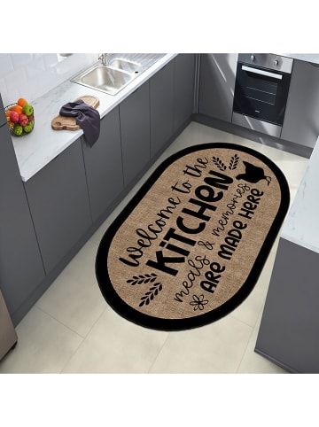 CARPET DIEM Kurzflor-Teppich in Hellbraun/ Schwarz