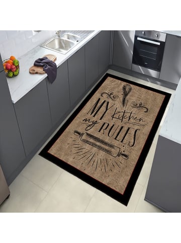CARPET DIEM Laagpolig tapijt lichtbruin/zwart