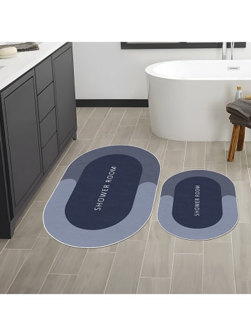CARPET DIEM 2-delige set: badmatten blauw/donkerblauw