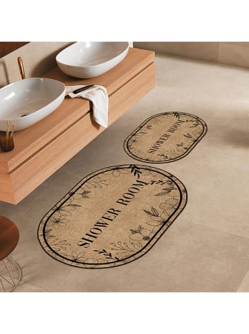 CARPET DIEM Dywaniki łazienkowe (2 szt.) w kolorze jasnobrązowo-czarnym
