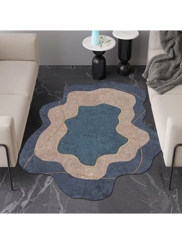 CARPET DIEM Laagpolig tapijt blauw/beige