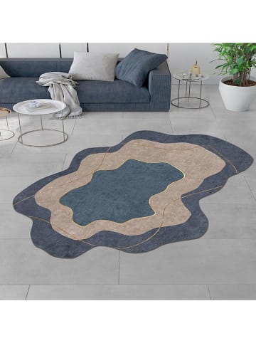 CARPET DIEM Laagpolig tapijt blauw/beige