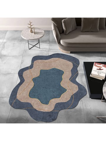 CARPET DIEM Laagpolig tapijt blauw/beige