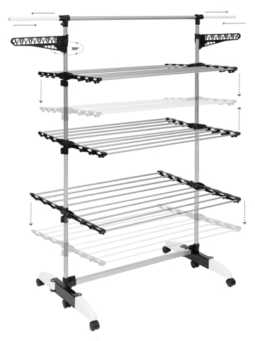 IDOMYA Essentials Wäscheständer ''Optima'' in Silber - (B)105 x (H)150 x (T)67 cm