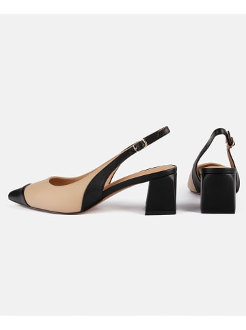 loft37 Leren slingpumps "Vancouver" beige/zwart