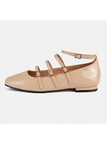 loft37 Leder-Spangenballerinas "Cheers" in Beige