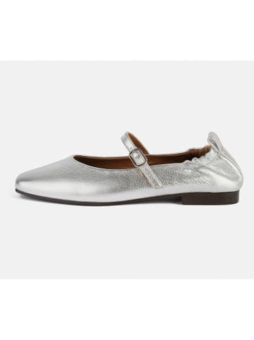loft37 Skórzane baleriny "Luxe Strides" w kolorze srebrnym z paskiem