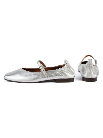 loft37 Leder-Spangenballerinas in Silber