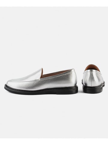 loft37 Leder-Slipper "Cross The Line" in Silber