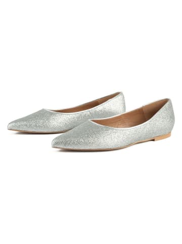 loft37 Leren ballerina's "Slow Motion" zilverkleurig