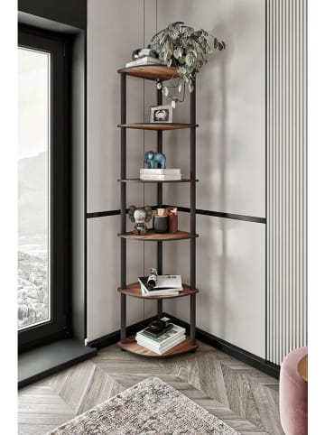Evila Bücherregal in Braun/ Schwarz - (B)34 x (H)139 x (T)34 cm