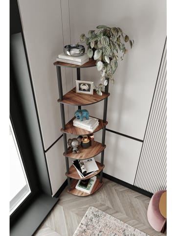 Evila Boekenkast bruin/zwart - (B)34 x (H)139 x (D)34 cm