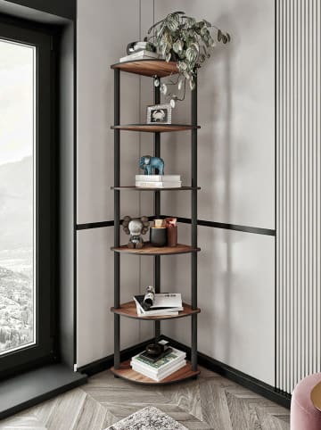 Evila Bücherregal in Braun/ Schwarz - (B)34 x (H)173 x (T)34 cm