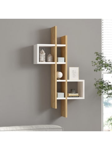 Evila Wandregal "Emse" in Braun/ Weiß - (B)53,8 x (H)108 x (T)19,6 cm
