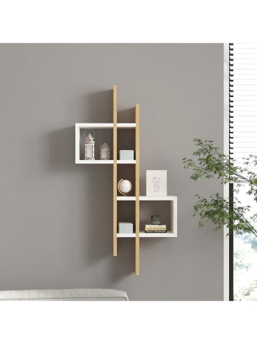 Evila Wandregal "Emse" in Braun/ Weiß - (B)53,8 x (H)108 x (T)19,6 cm