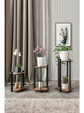 Evila 3-delige set: plantenstandaards bruin/zwart