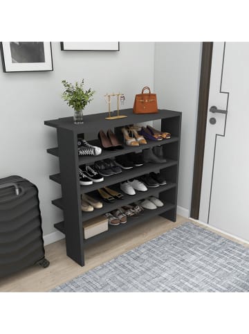 Evila Schuhregal "Sargel" in Anthrazit - (B)75,6 x (H)72 x (T)31,4 cm