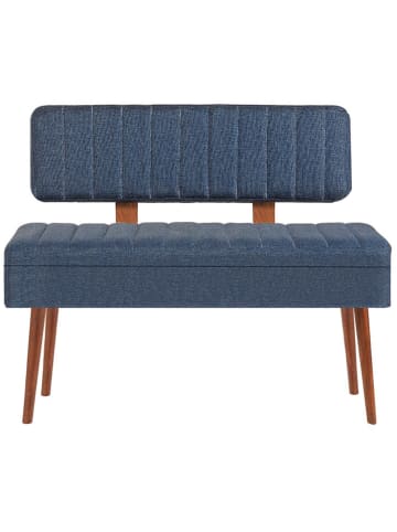 Evila Bank met opbergruimte "Vina" blauw/bruin - (B)110 x (H)82,5 x (D)40 cm