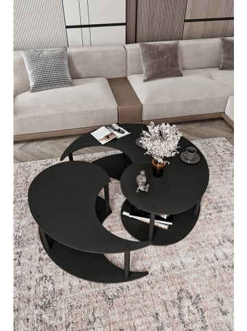 Evila Ławy (3 szt.) "Yin Yang" w kolorze czarnym - wys. 38 x Ø 70 cm