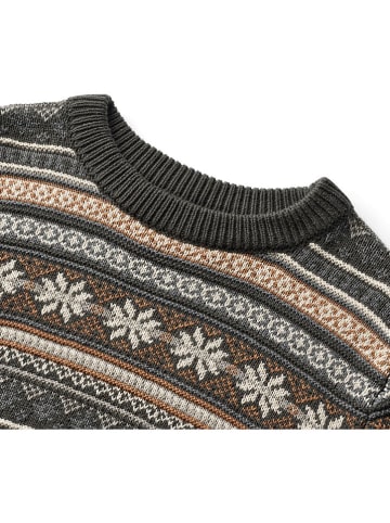 Wheat Pullover "Knud" in Anthrazit/ Braun/ Beige