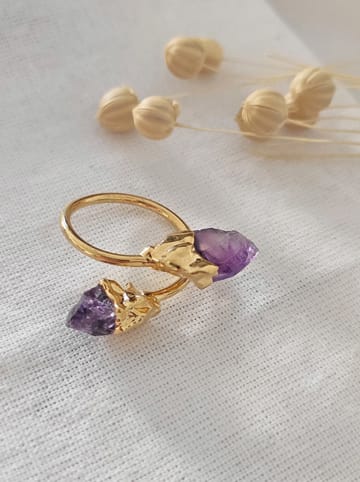 Luja Bijoux Pozłacany pierścionek z ametystami