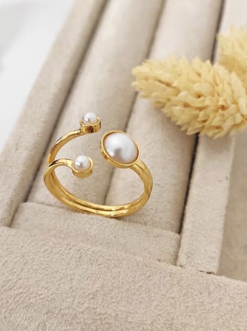 Luja Bijoux Pozłacany pierścionek z syntetycznymi perłami ozdobnymi