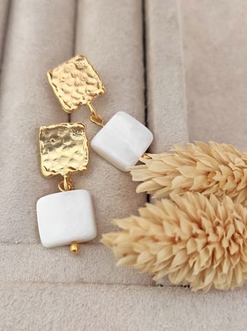Luja Bijoux Pozłacane kolczyki-wkrętki z masą perłową
