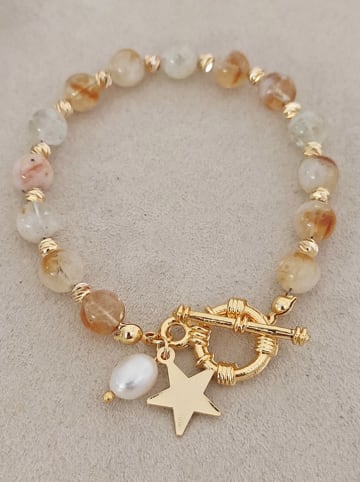 Luja Bijoux Pozłacana bransoletka z perłą i cytrynem