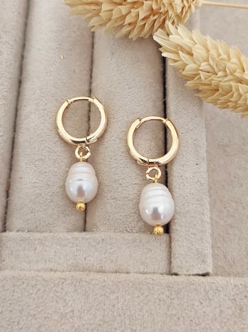 Luja Bijoux Pozłacane kolczyki-kreole z perłami