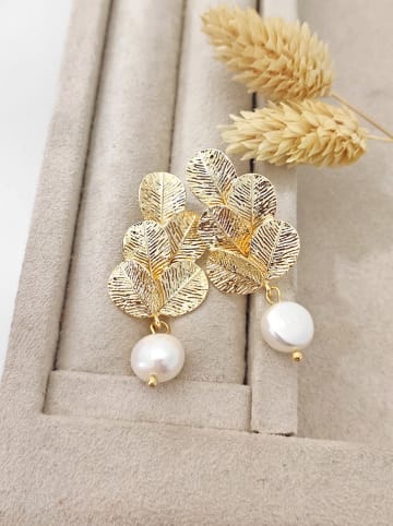 Nakkash Pozłacane kolczyki-wkrętki z perłami