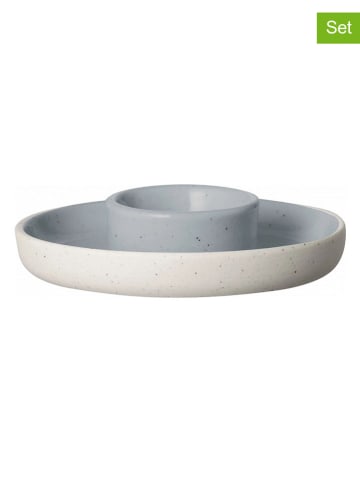 Blomus 2er-Set: Eierbecher "Sablo" in Hellgrau/ Creme - Ø 10 cm