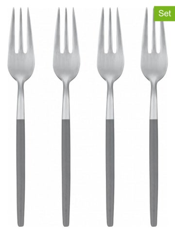 Blomus 4er-Set: Kuchengabeln "Maxime" in Silber/ Grau - (H)15 cm