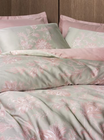 Colourful Cotton Komplet pościeli satynowej "Betula" w kolorze jasnoróżowo-zielonym