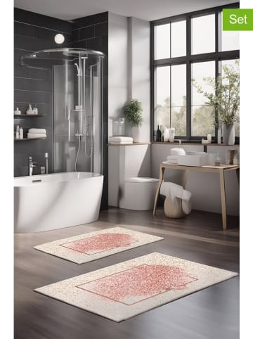 Colourful Cotton 2er-Set: Badvorleger in Beige/ Rosa