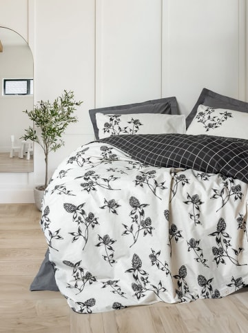 Colourful Cotton Renforcé beddengoedset "Ohia" wit/antraciet