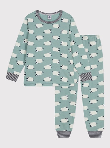PETIT BATEAU Pyjama in Hellblau/ Weiß