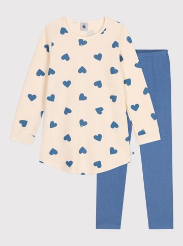 PETIT BATEAU Pyjama in Creme/ Blau